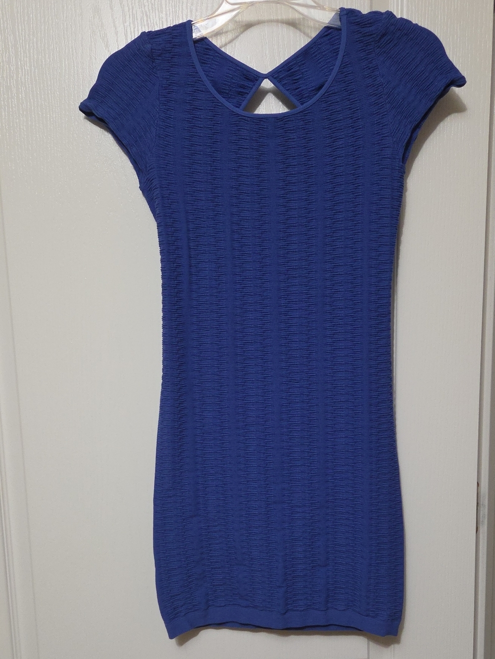 BCBGeneration Royal Blue Textured Cap-Sleeve Dress